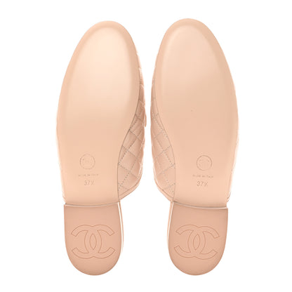 Chanel Lambskin Quilted Chain CC Mules 37.5 Light Pink 5 of 13