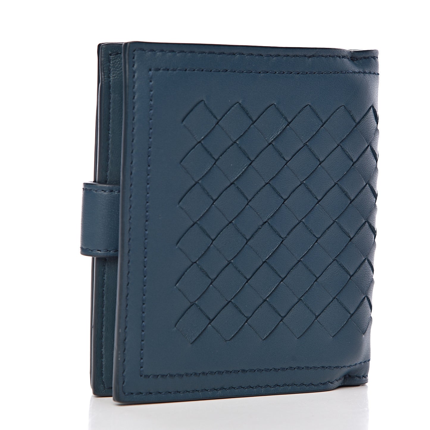 BOTTEGA VENETA Nappa Intrecciato French Wallet Petrol Bleu