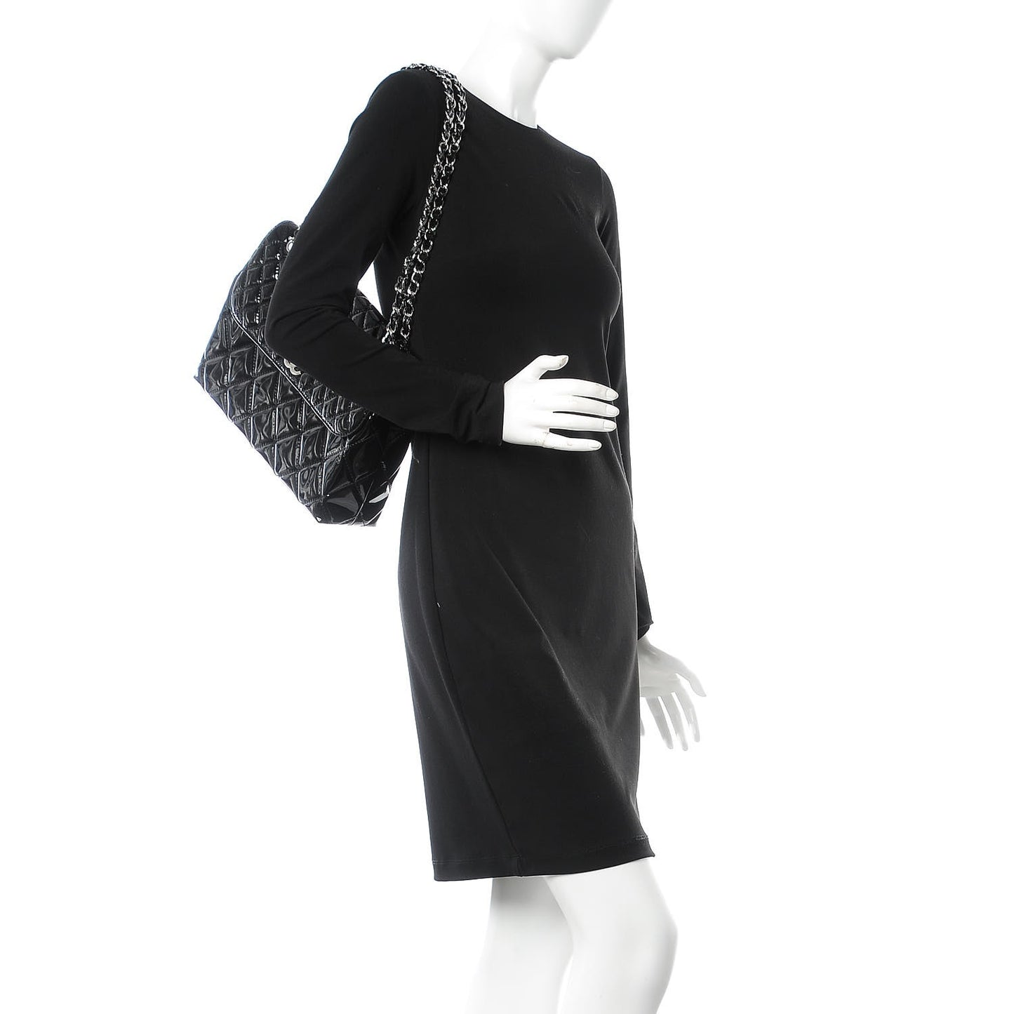 Vinyl Quilted In the Business Flap Bag Black