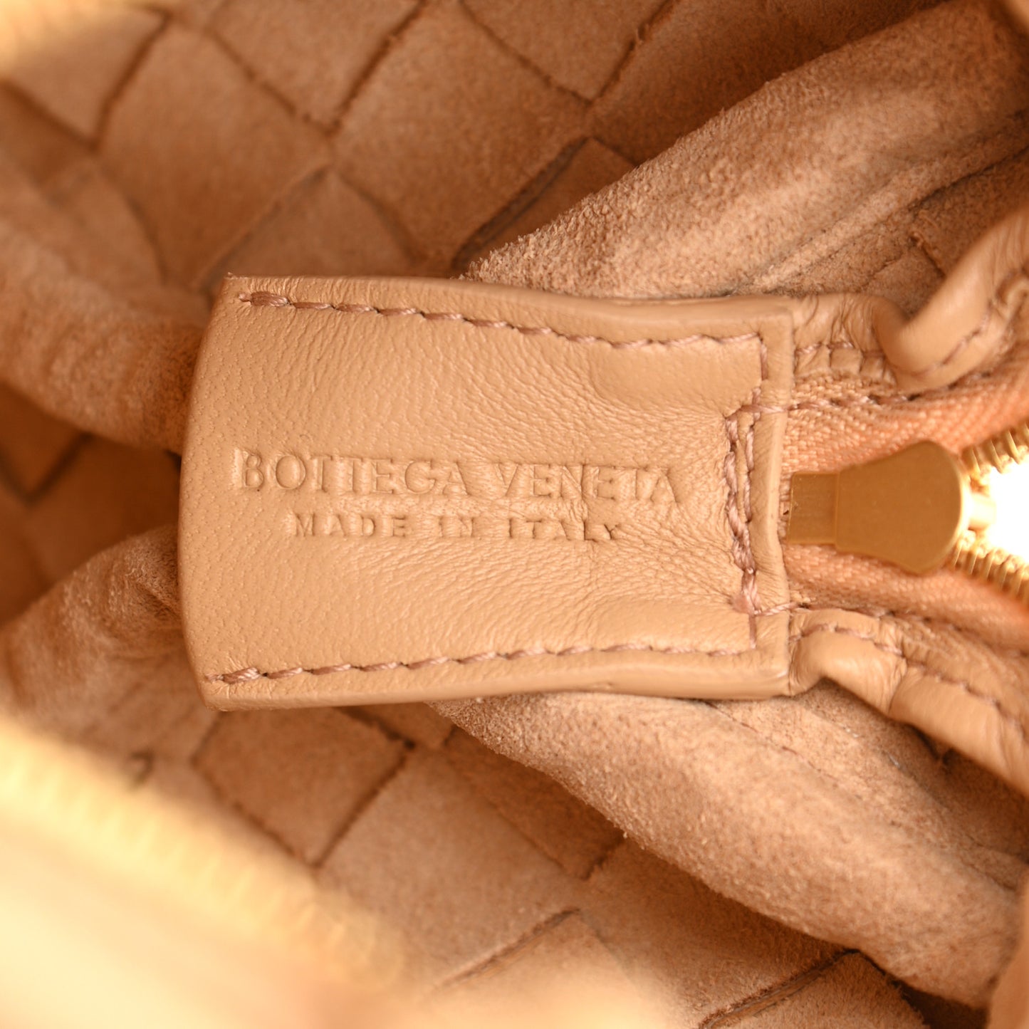 Nappa Intrecciato Mini Loop Camera Bag Almond