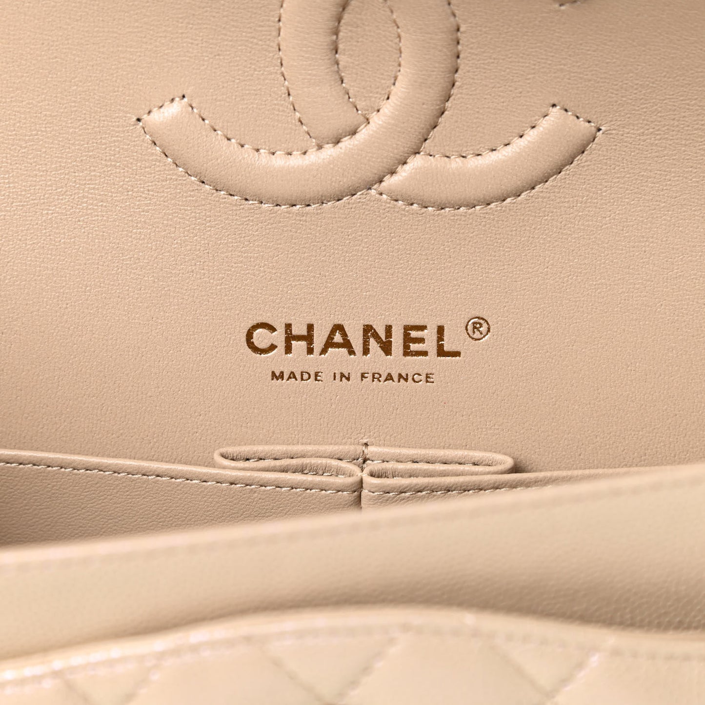 Iridescent Caviar Quilted Medium Double Flap Dark Beige