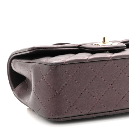 Chanel Iridescent Lambskin Quilted Mini Top Handle Rectangular Flap Burgundy 8 of 9