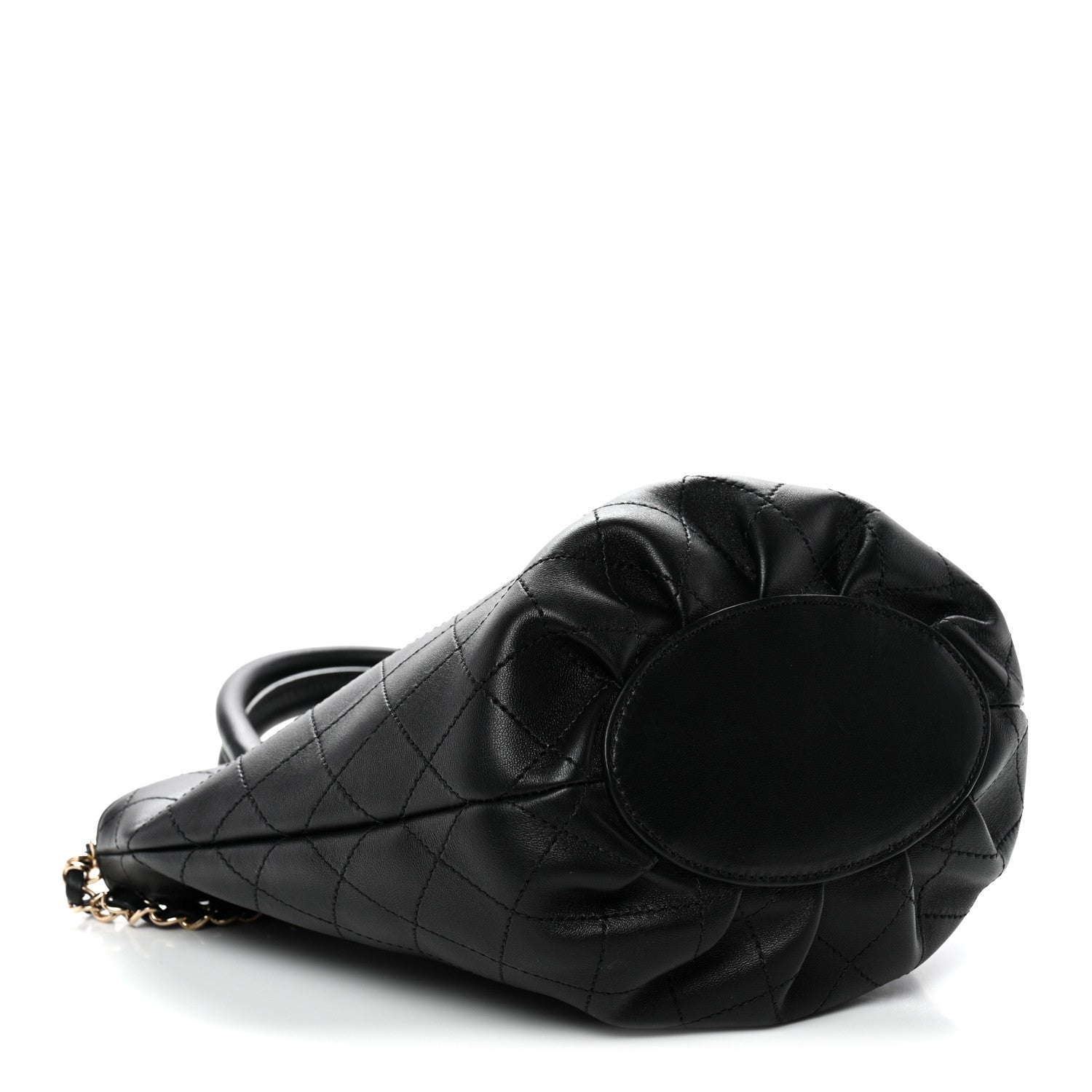 Chanel Lambskin Stitched Small Shopping Tote Black 4 of 10