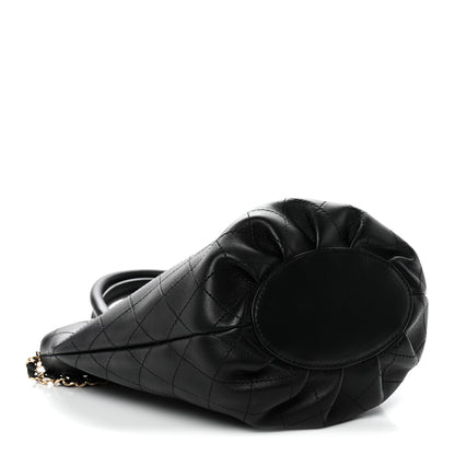 Chanel Lambskin Stitched Small Shopping Tote Black 4 of 10
