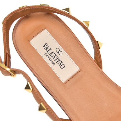 Valentino Garavani Raffia Calfskin Rockstud Slingback Flats 36 Naturale 6 of 7