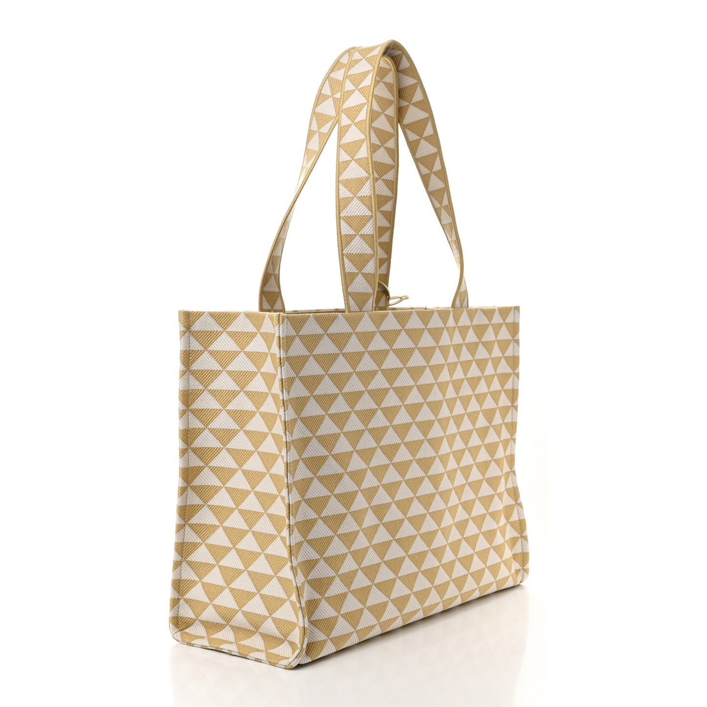 Jacquard Saffiano Triangolo Symbole Embroidered Shopping Tote Corda Talco