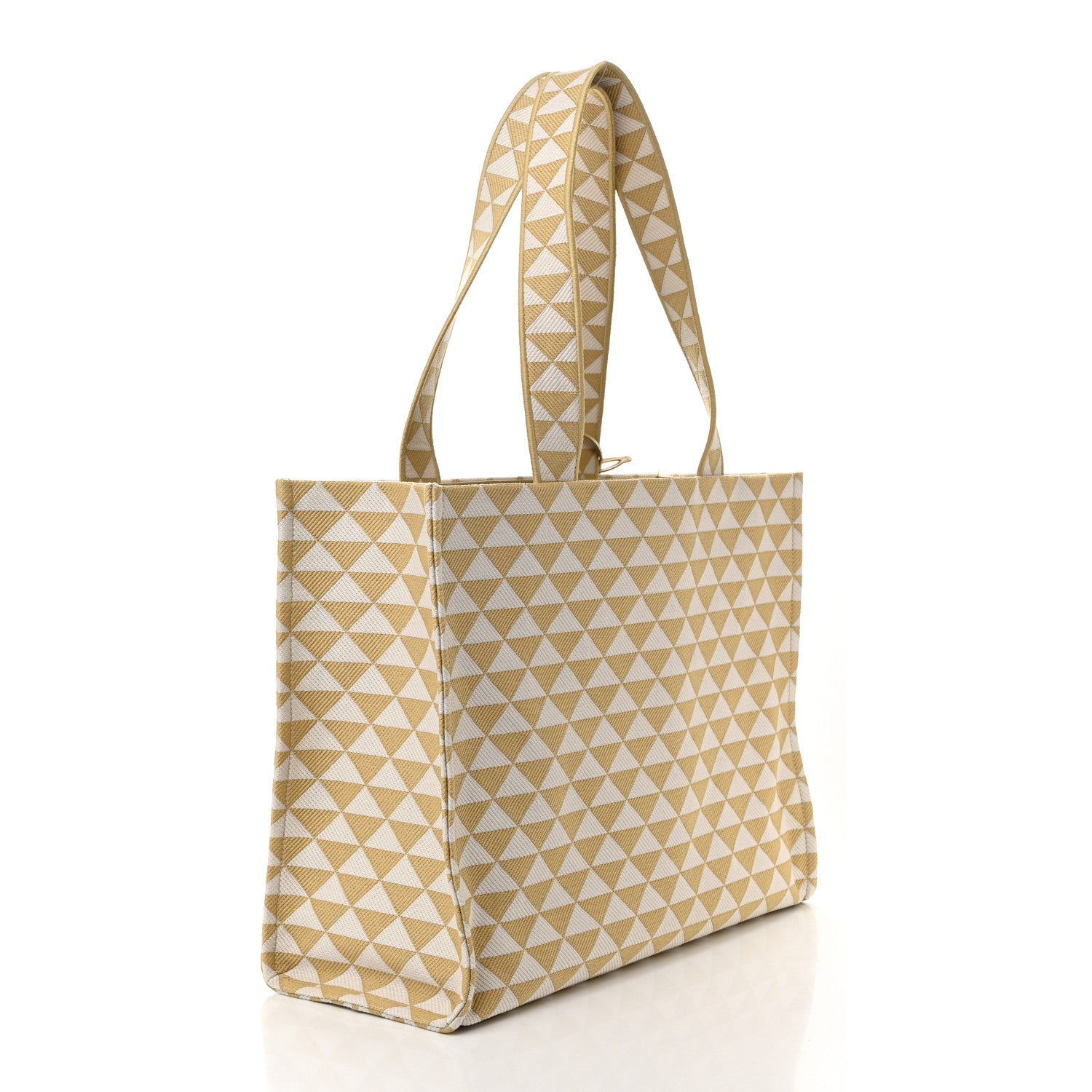 Prada Jacquard Saffiano Triangolo Symbole Embroidered Shopping Tote Corda Talco 3 of 9