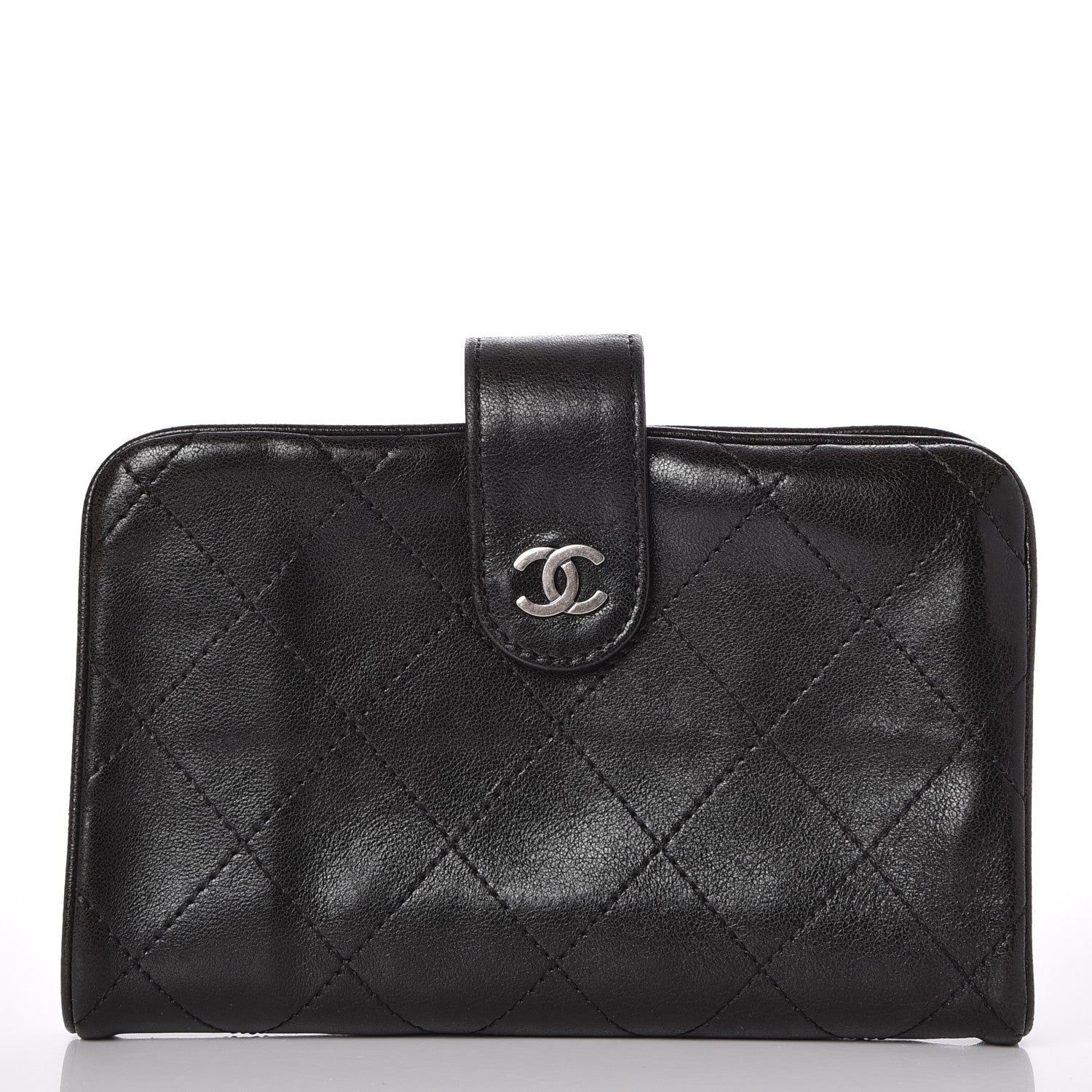 Chanel Lambskin Quilted Large Pocket Wallet Black 1 of 9