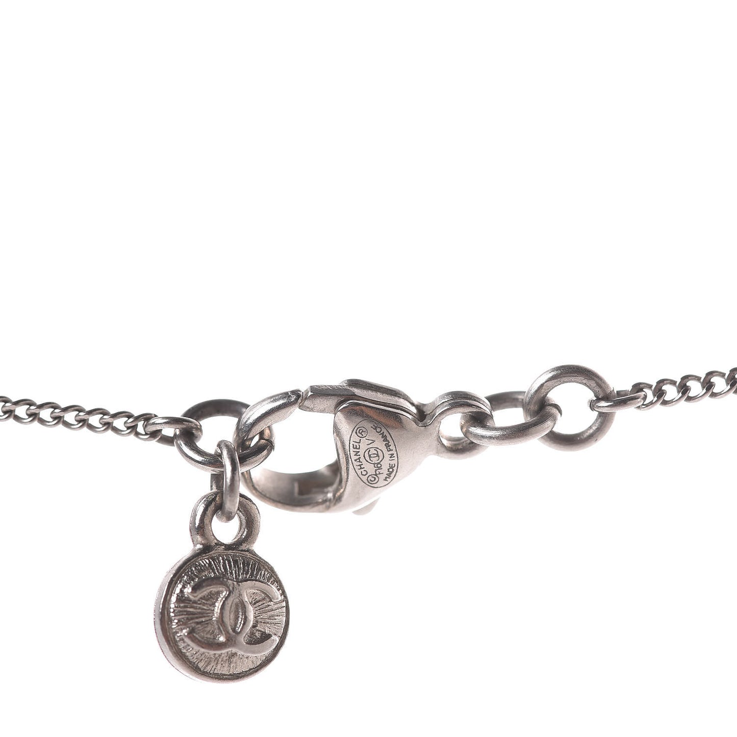 Crystal Bead CC Star Necklace Silver