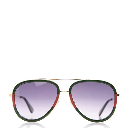 Gucci Web Aviator Sunglasses GG0062S Green Red 2 of 7