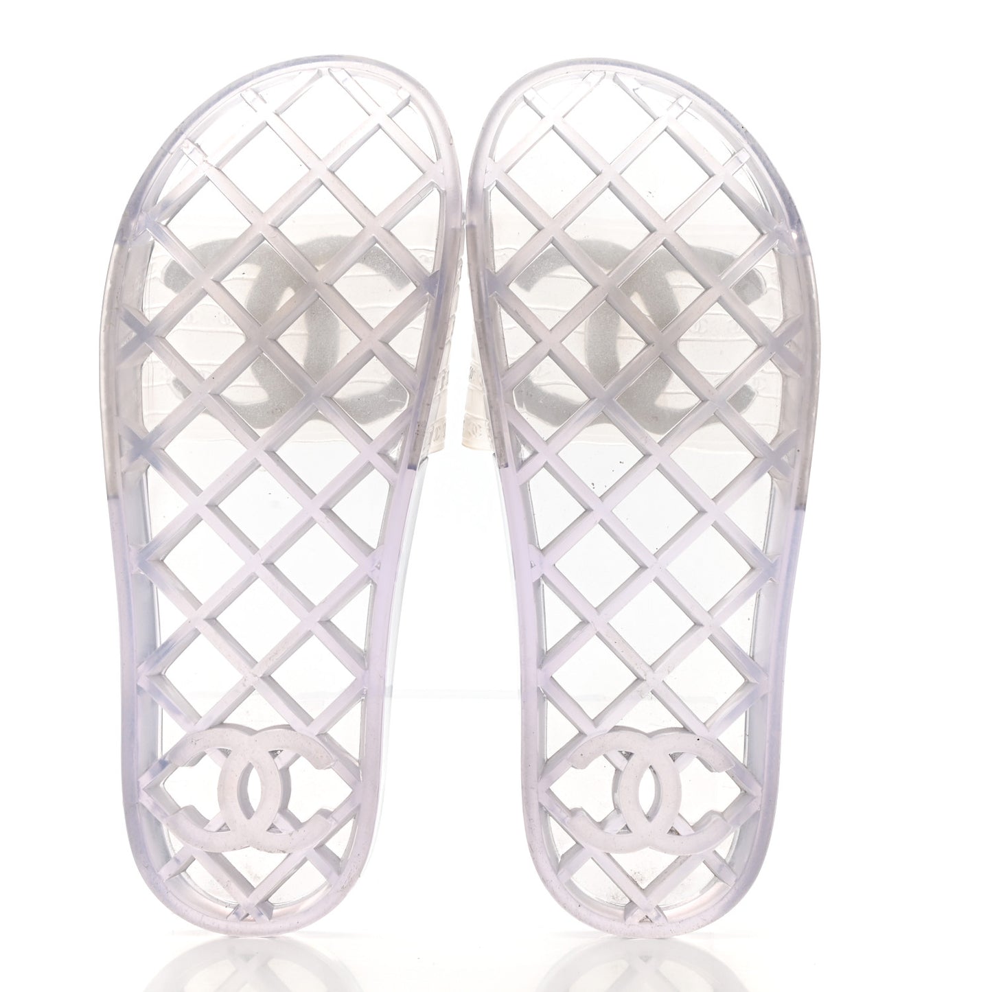 PVC Transparent CC Flat Slide Sandals 36 White