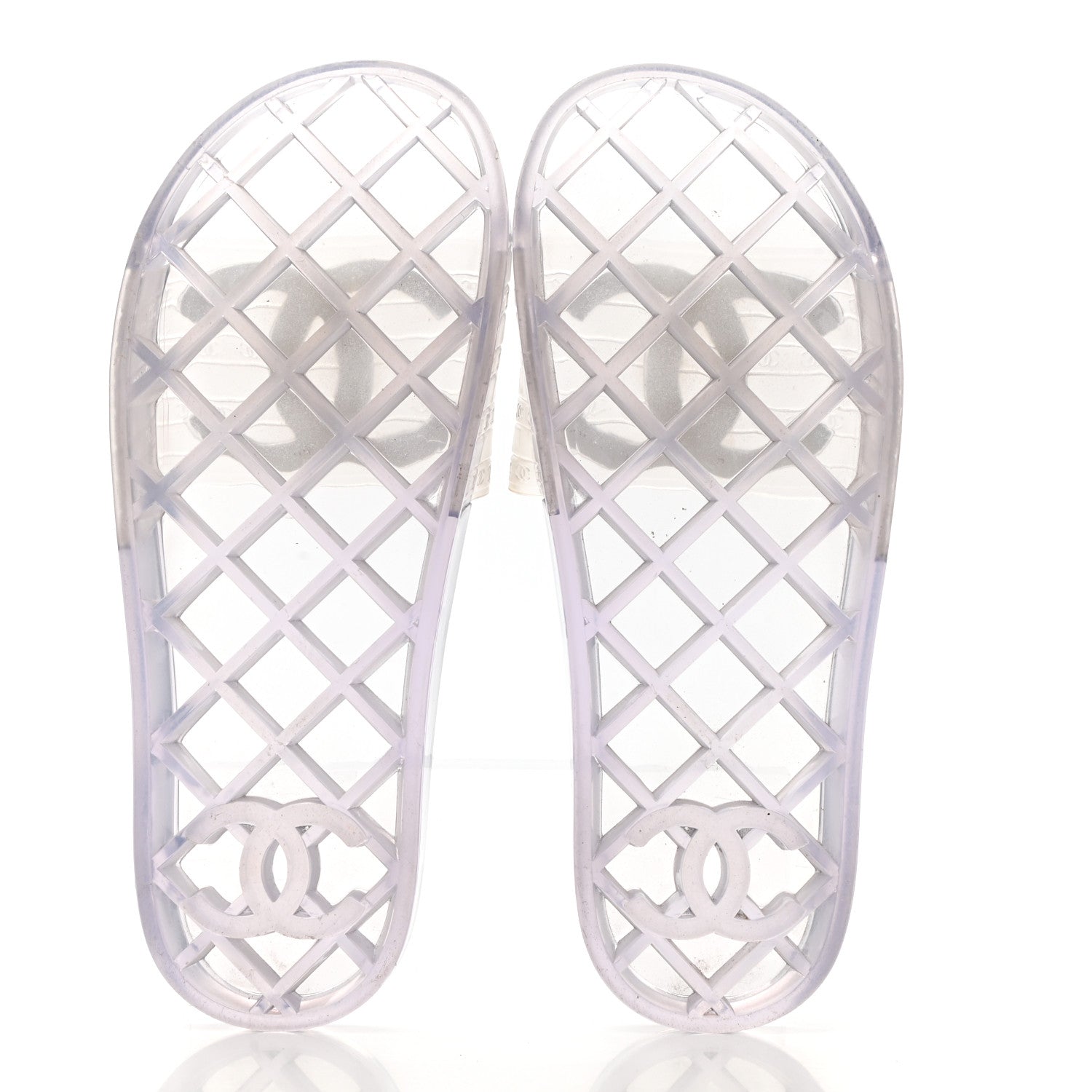 Chanel PVC Transparent CC Flat Slide Sandals 36 White 7 of 9