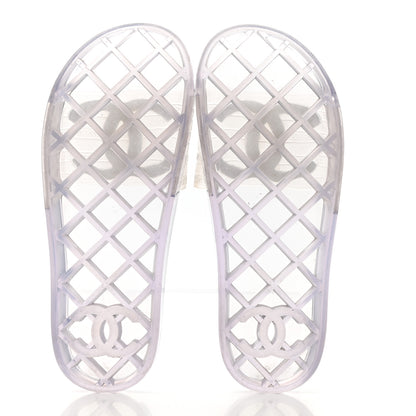 Chanel PVC Transparent CC Flat Slide Sandals 36 White 7 of 9