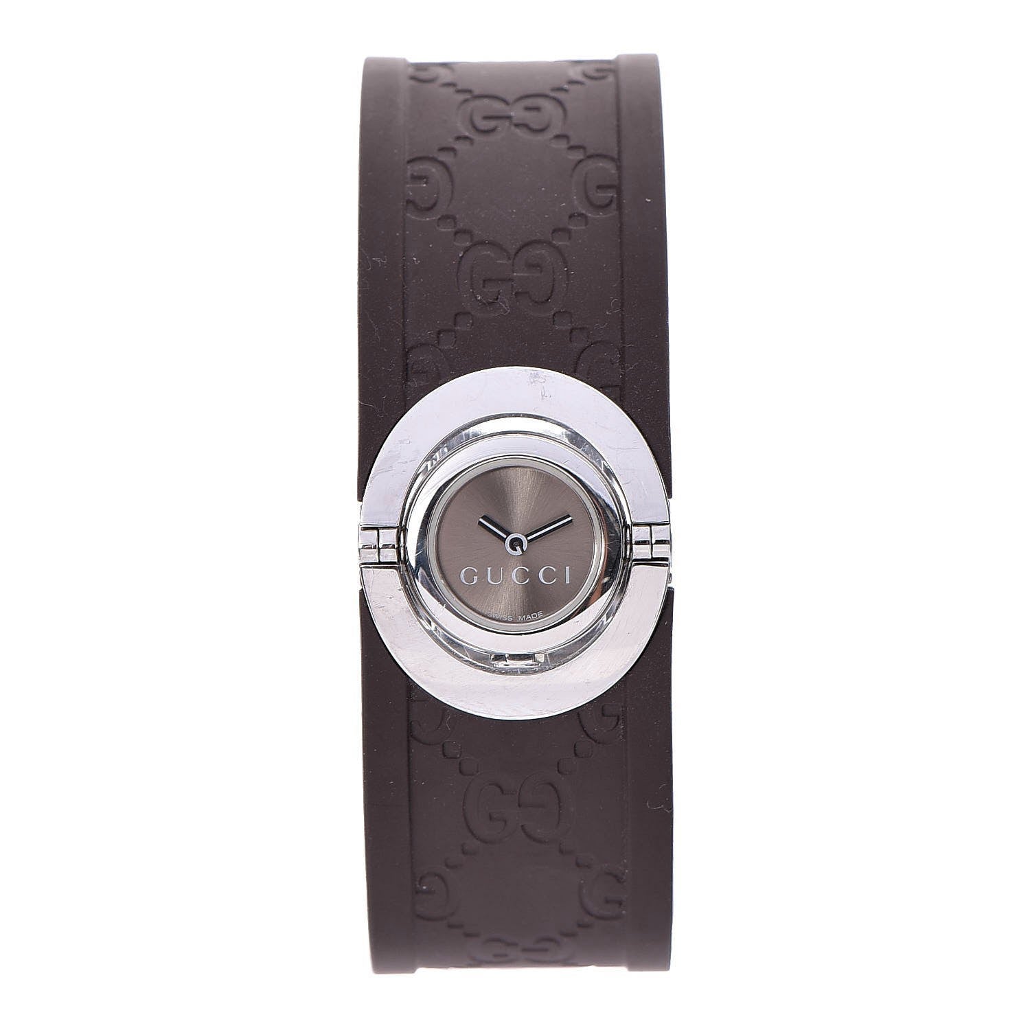 Gucci Stainless Steel Rubber 23mm Twirl Quartz Watch Brown 1 of 6