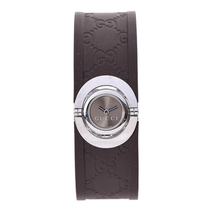 Gucci Stainless Steel Rubber 23mm Twirl Quartz Watch Brown 1 of 6