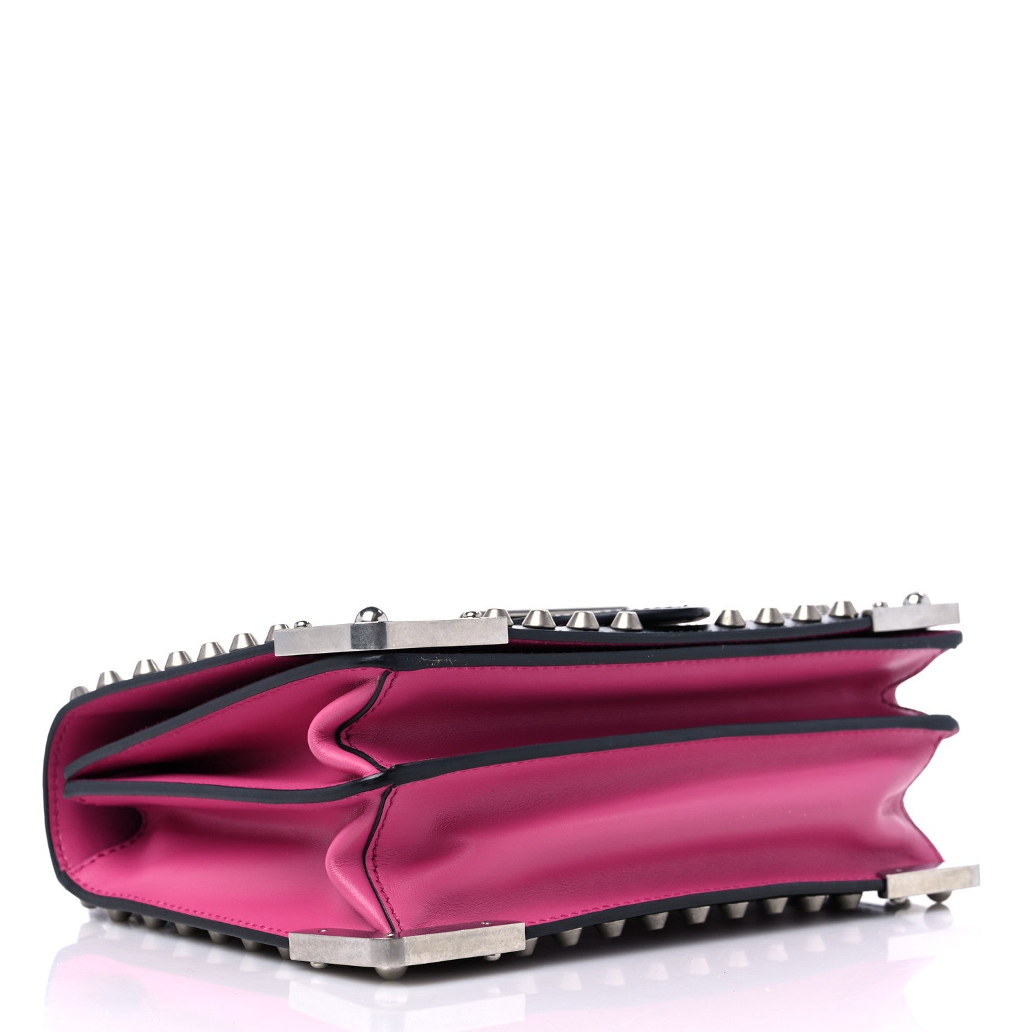 Prada City Calf Saffiano Studded Cahier Bag Fuxia Black 4 of 10