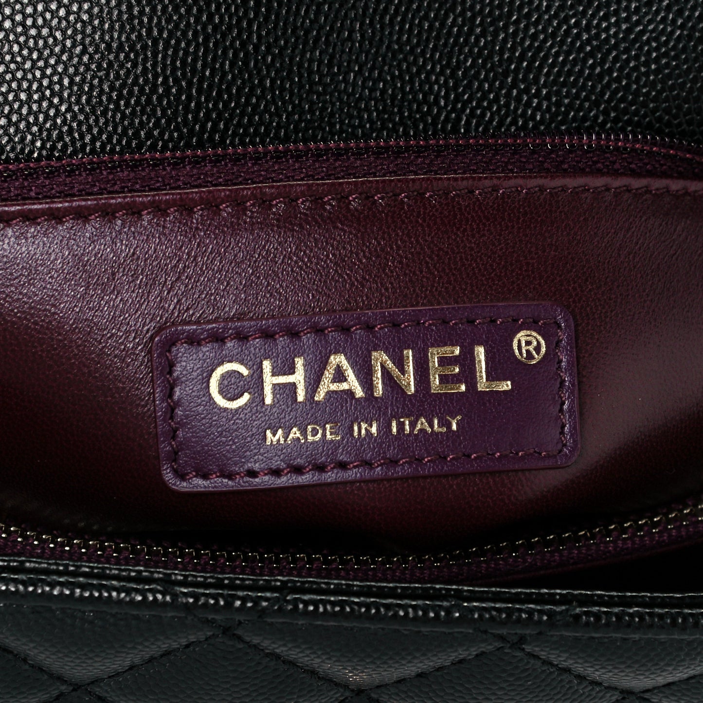 Caviar Lizard Quilted Small Coco Handle Flap Black
