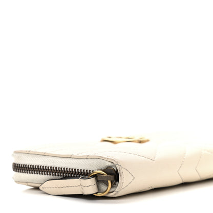 Gucci Calfskin Matelasse GG Marmont Zip Around Wallet White 8 of 12