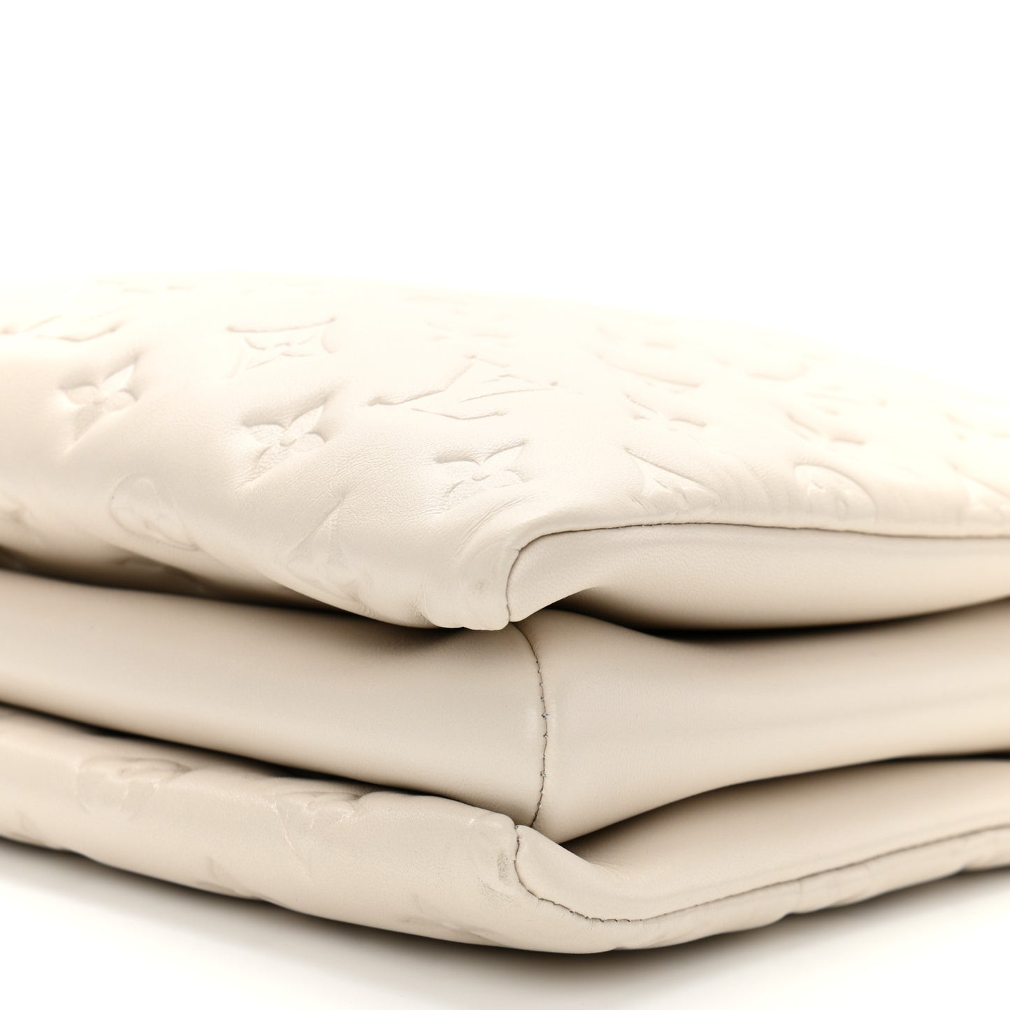 Lambskin Embossed Monogram Coussin PM Cream