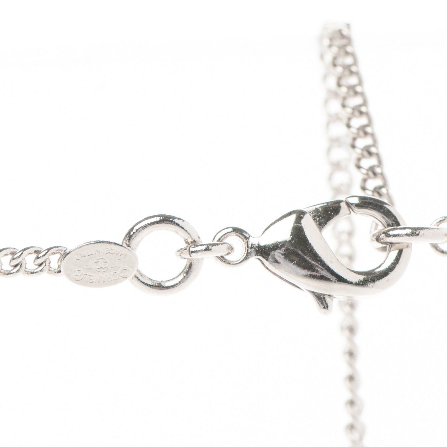 Enamel Pearl CC Flap Pedant Necklace Black