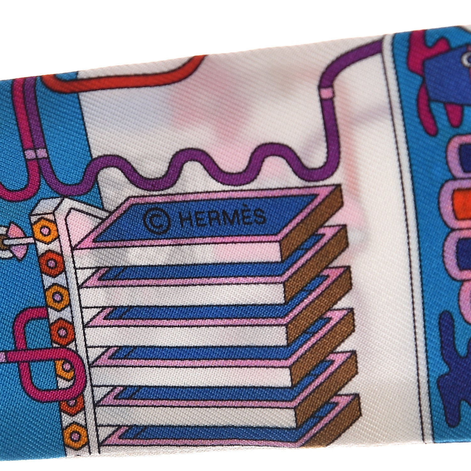Hermes Silk La Maizeon des Carres Twilly White Rose Bleu 5 of 5