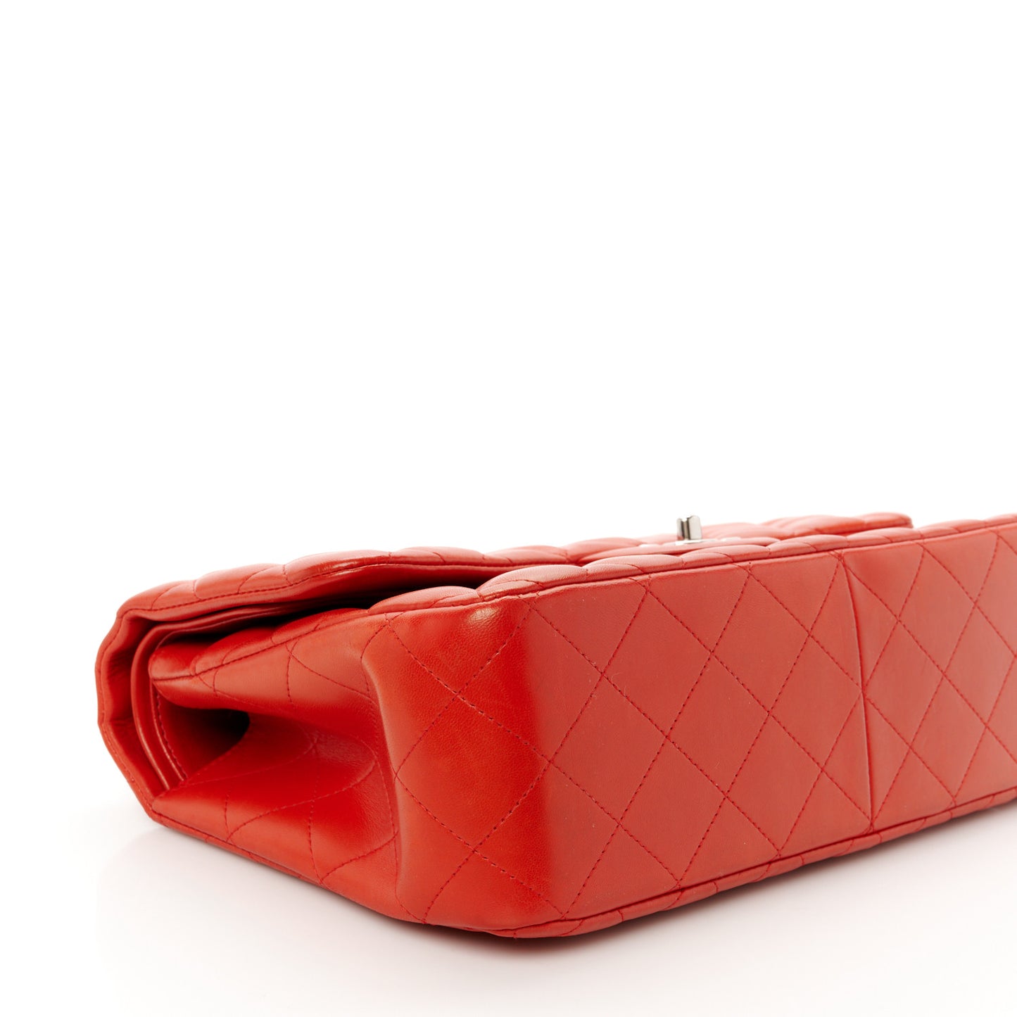 Lambskin Quilted Jumbo Double Flap Red