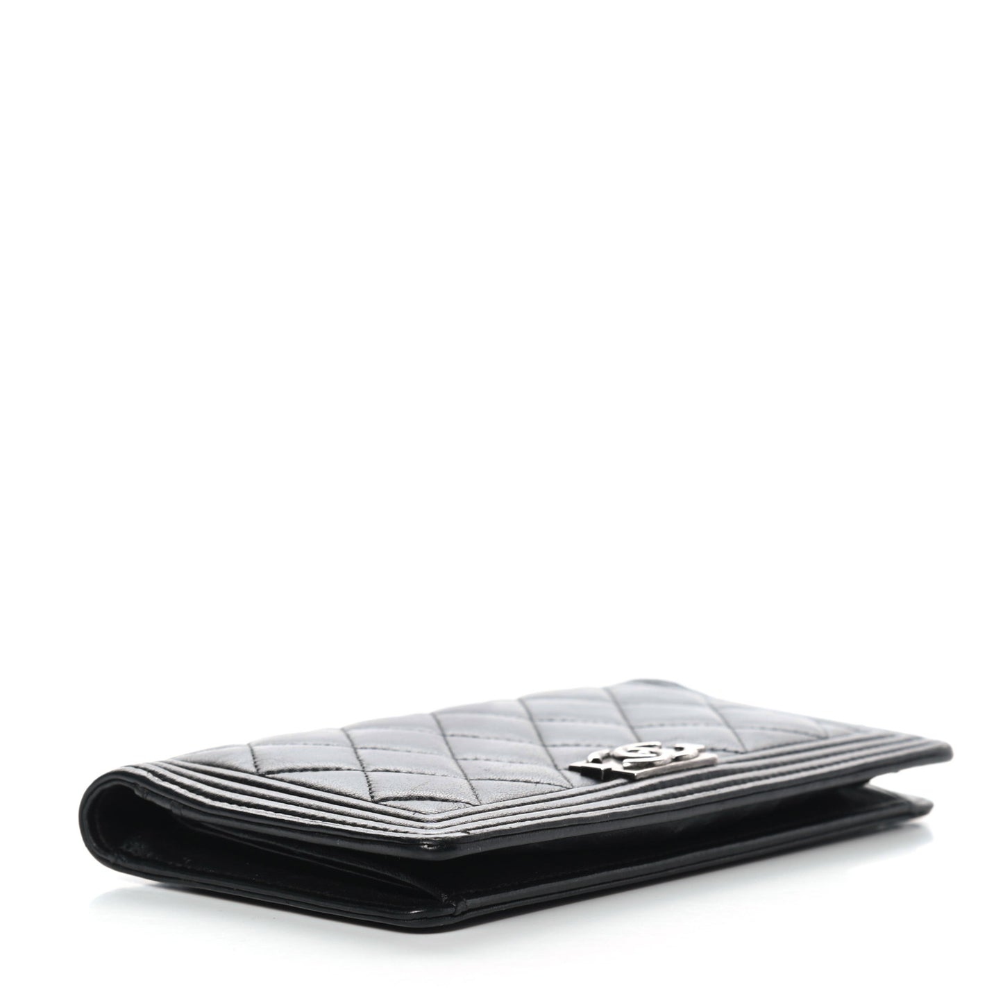 Lambskin Quilted Boy Yen Wallet Black