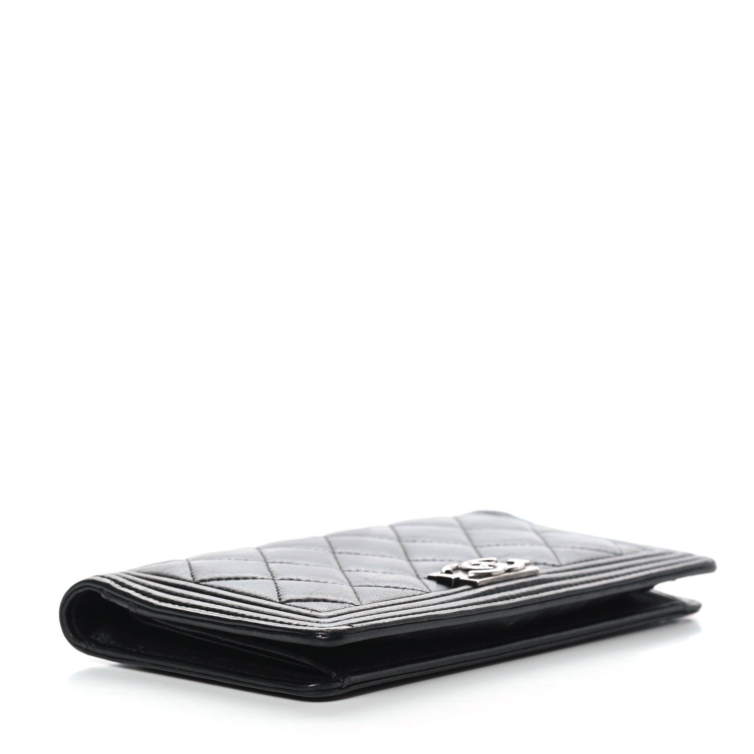 Chanel Lambskin Quilted Boy Yen Wallet Black 4 of 14