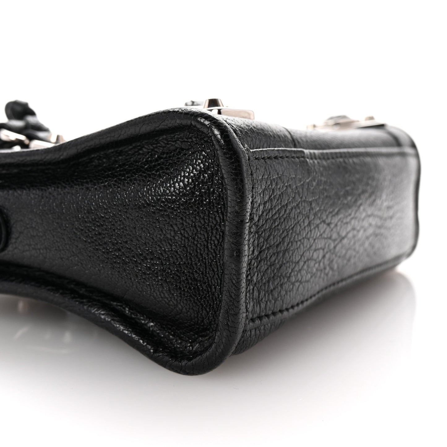 Chevre Silver Metallic Edge Hardware Nano City Black