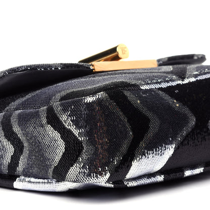 Tom Ford Sequin Zebra Print Natalia Large Bag Black Silver 8 of 12