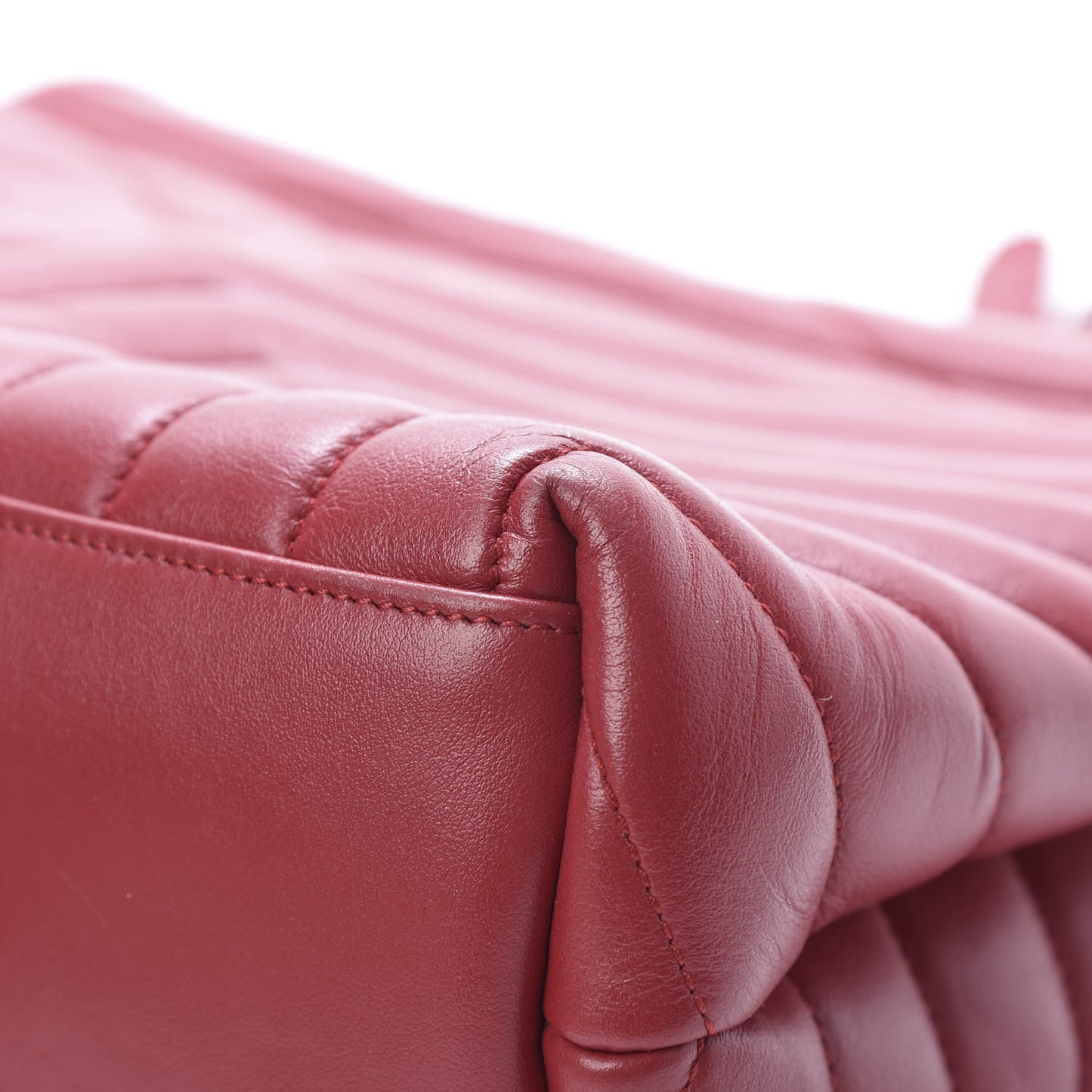 Calfskin Y Quilted Monogram Medium Loulou Chain Satchel Lipstick Red
