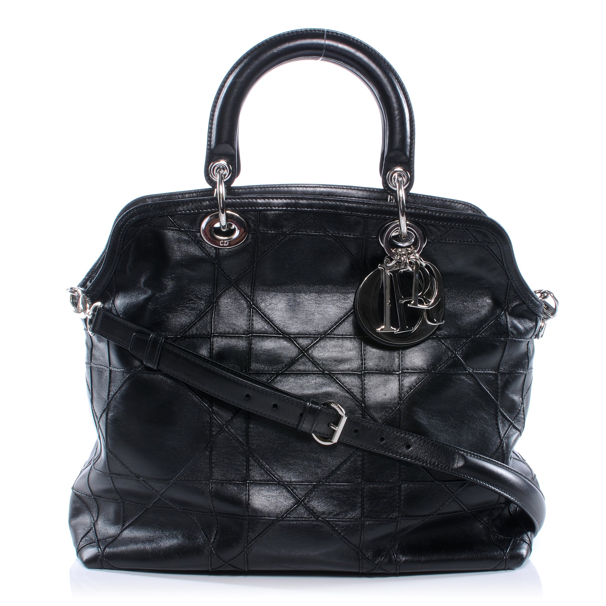 Christian Dior Lambskin Cannage Medium Granville Tote Black 1 of 7