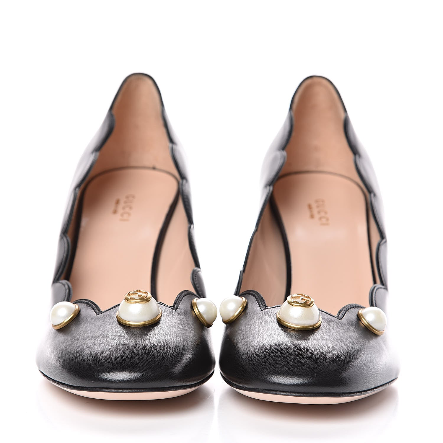 Gucci Malaga Kid Pearl Embellished Willow Loafer Pumps 39 Black 2 of 11