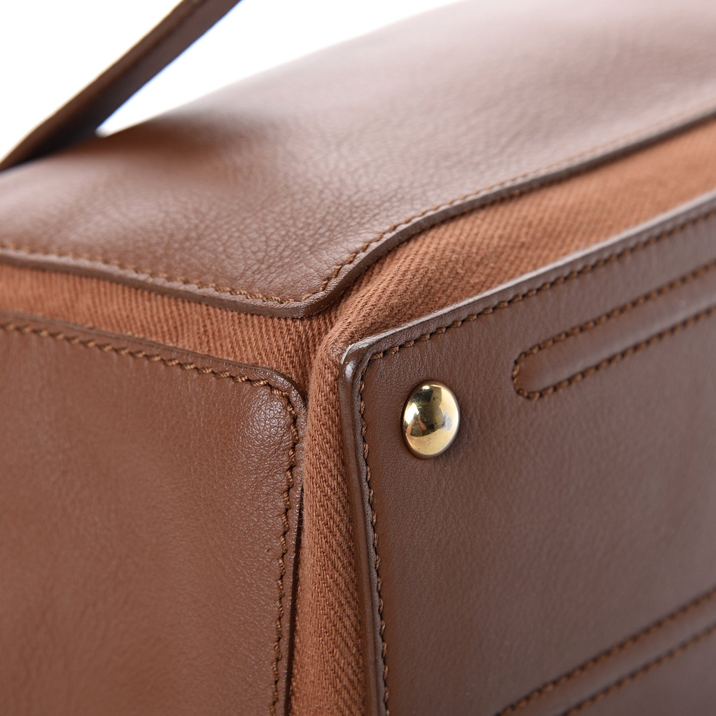Calfskin Canvas Medium Muse Two Brown
