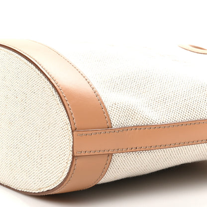 Prada Linen Vitello Mini Logo Buckle Bag Natural 9 of 9