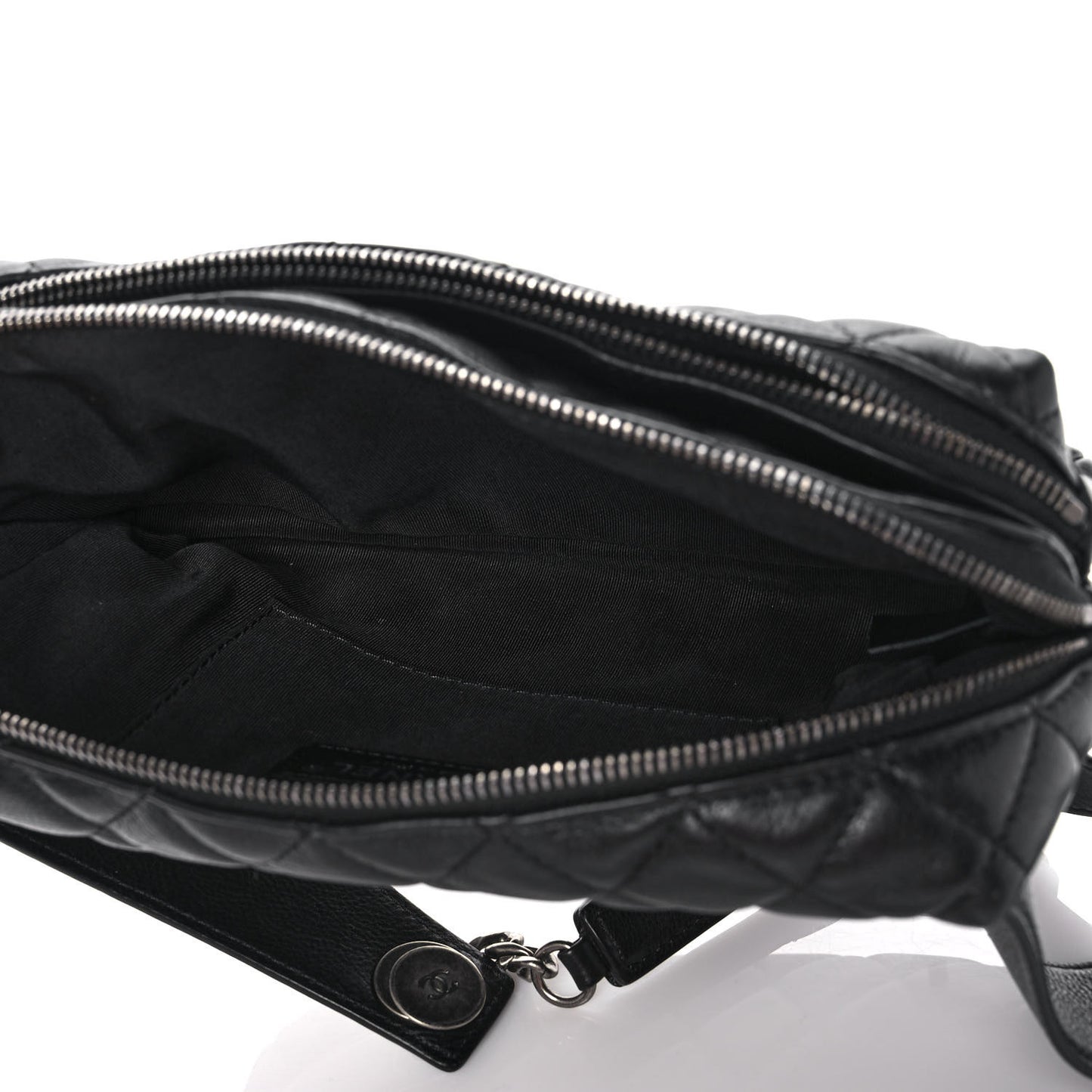 Calfskin Quilted Waist Bag Black