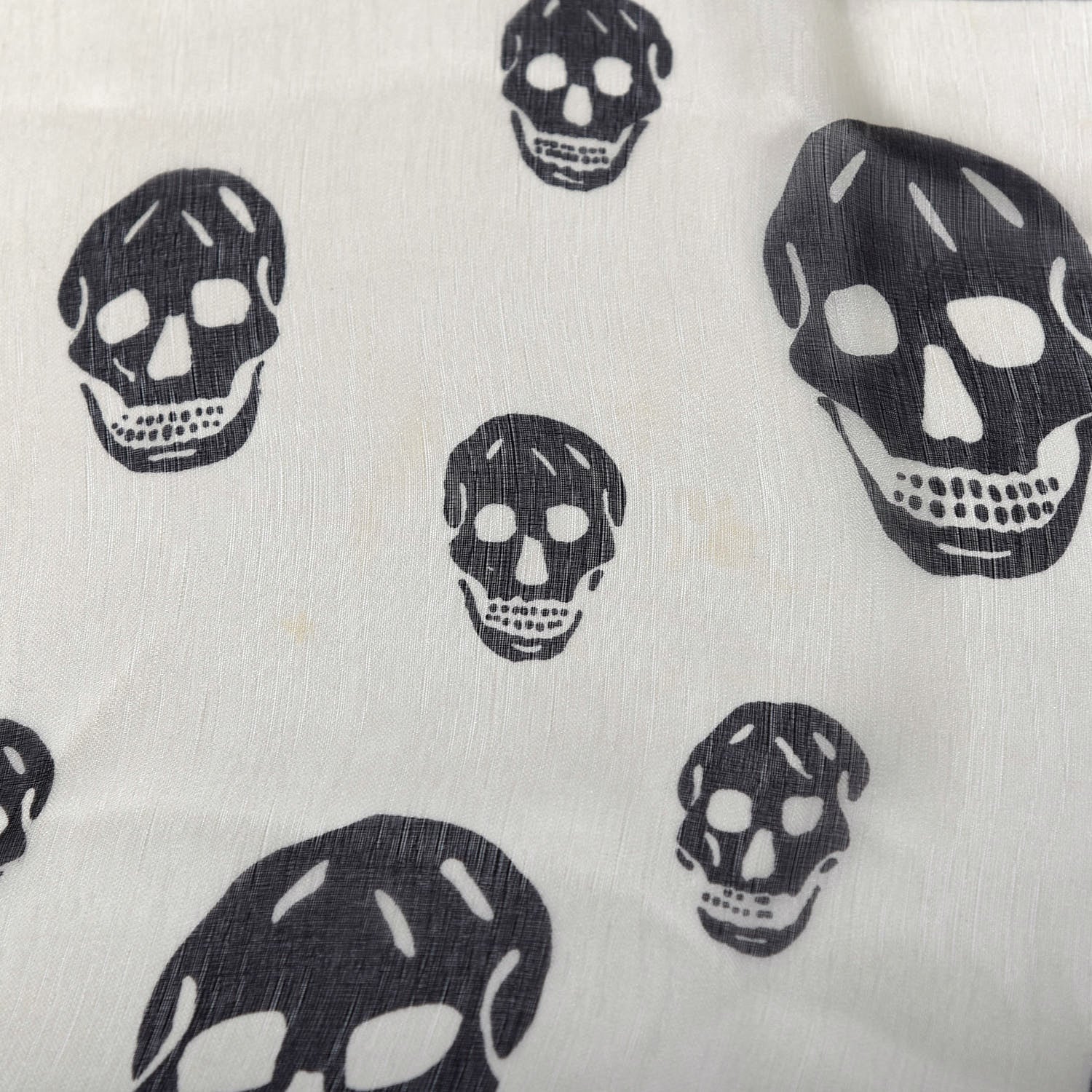 Alexander McQueen Silk Chiffon Skull Scarf Ivory Black 6 of 7