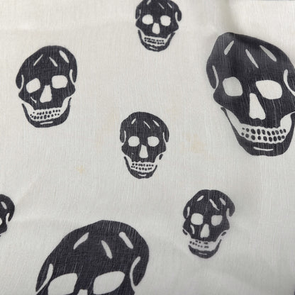 Alexander McQueen Silk Chiffon Skull Scarf Ivory Black 6 of 7