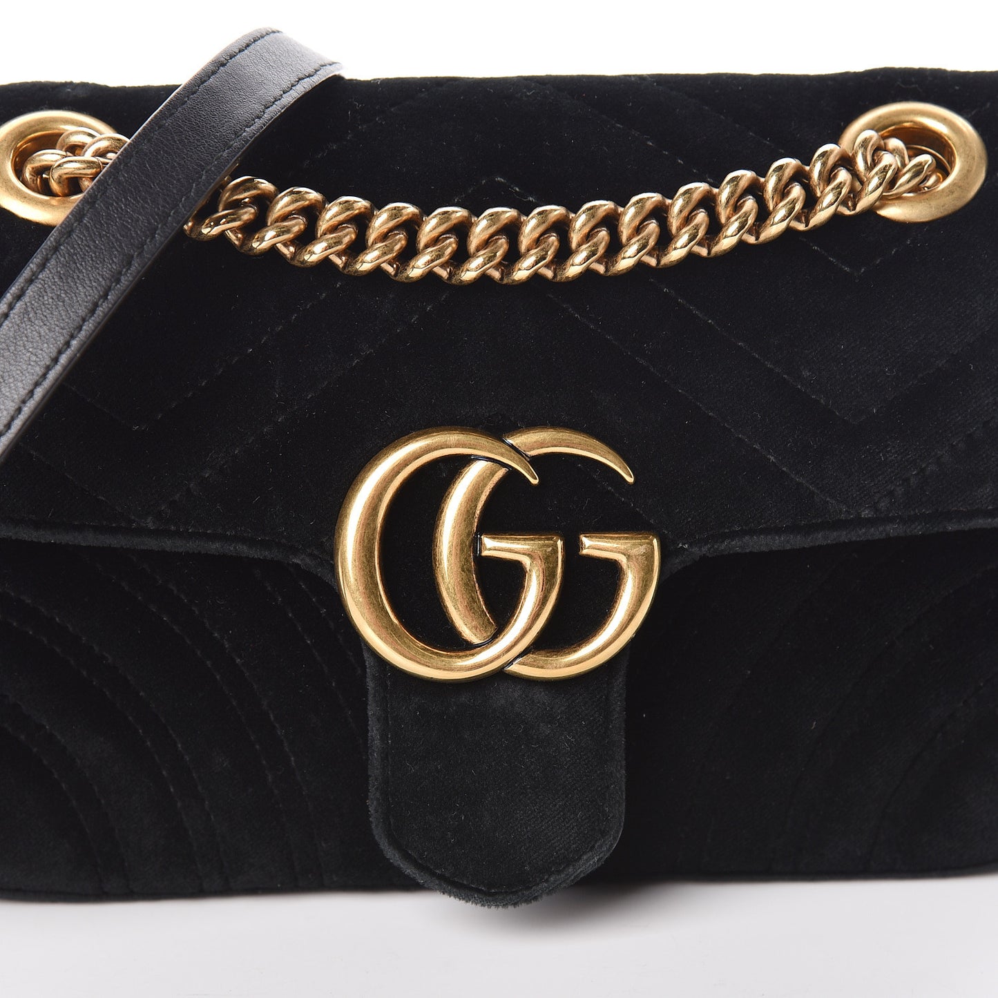 Velvet Matelasse Mini GG Marmont Shoulder Bag Black