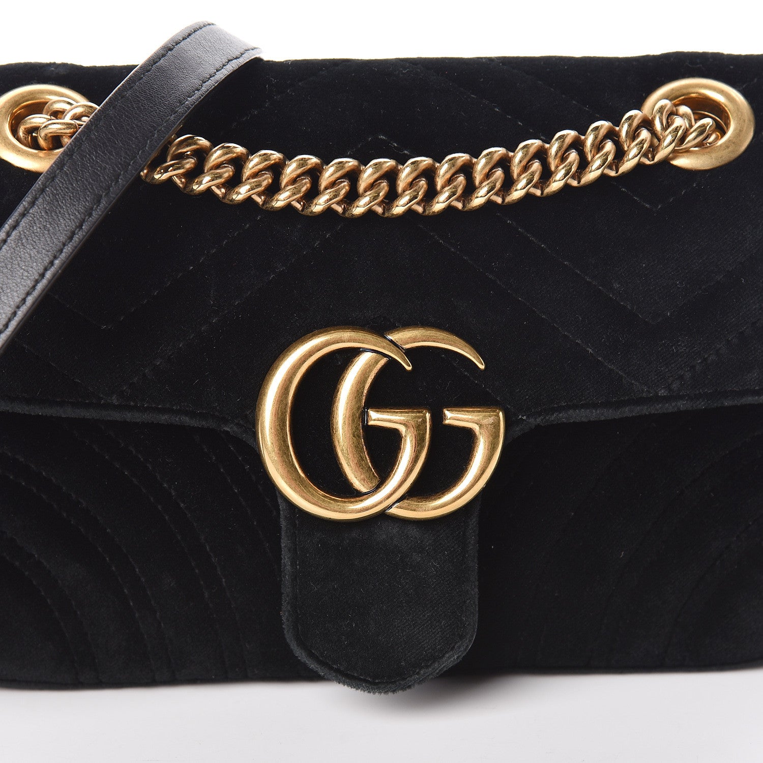 Gucci Velvet Matelasse Mini GG Marmont Shoulder Bag Black 8 of 12