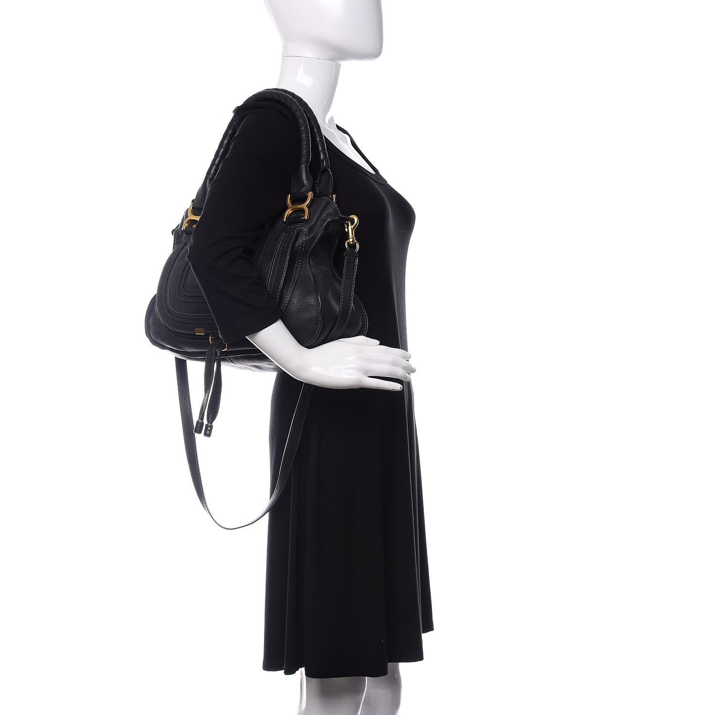 Calfskin Medium Marcie Satchel Black