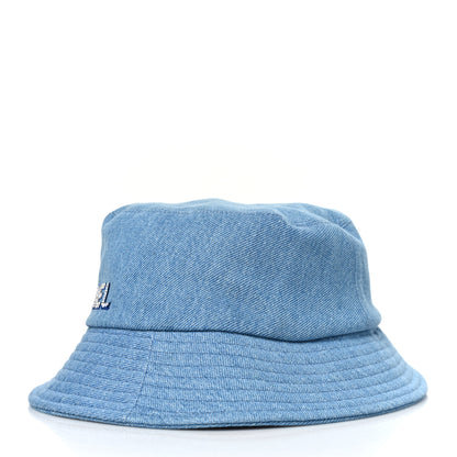 Chanel Denim Sequin Cloche Logo Bucket Hat M Blue 5 of 7