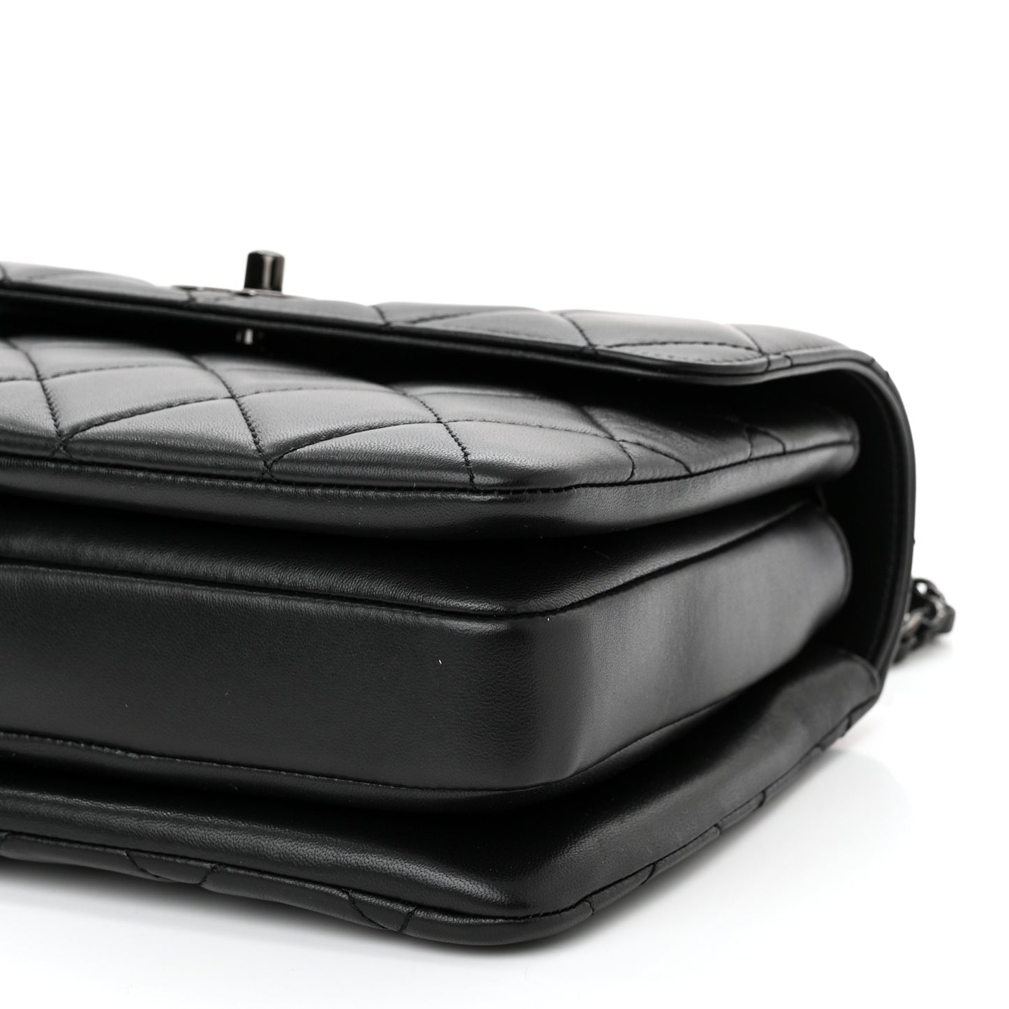 Lambskin Quilted Small Trendy CC Dual Handle Flap Bag So Black