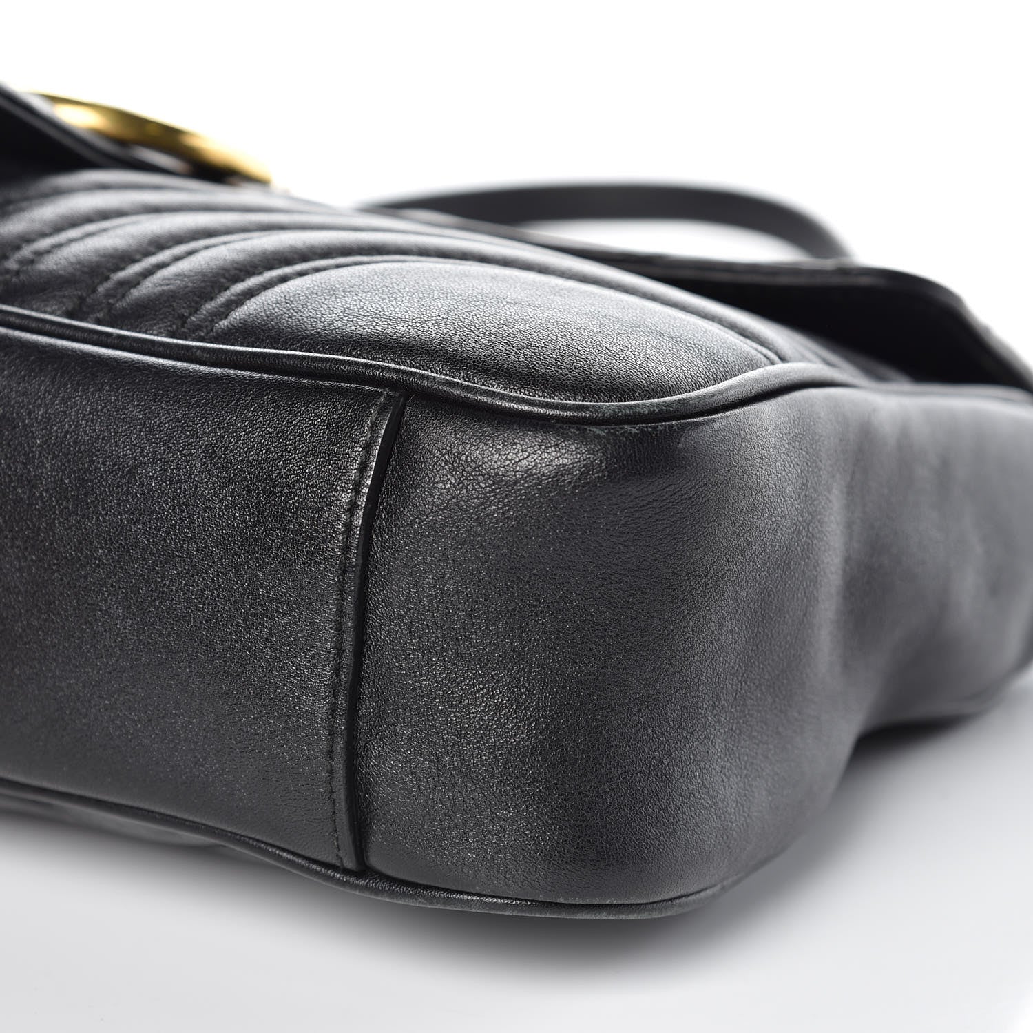 Gucci Calfskin Matelasse Medium GG Marmont Shoulder Bag Black 9 of 16