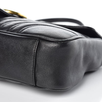 Gucci Calfskin Matelasse Medium GG Marmont Shoulder Bag Black 9 of 16
