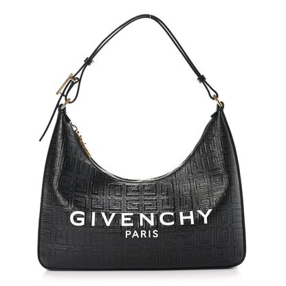 Givenchy Coated Canvas Logo 4G Embossed Small Moon Cut Out Shoulder Bag Black 1 of 10