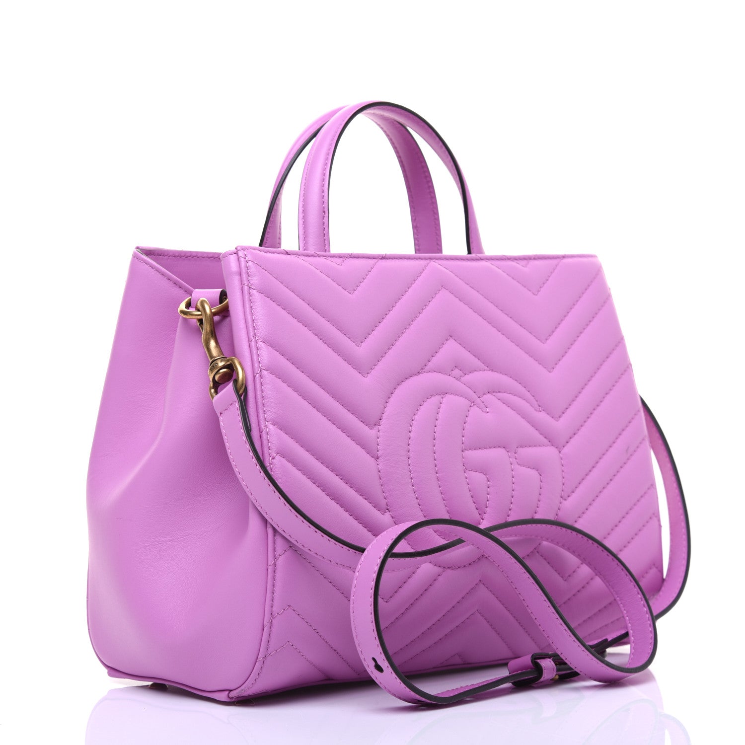 Gucci Calfskin Matelasse Small GG Marmont Tote Candy Mousse 3 of 15