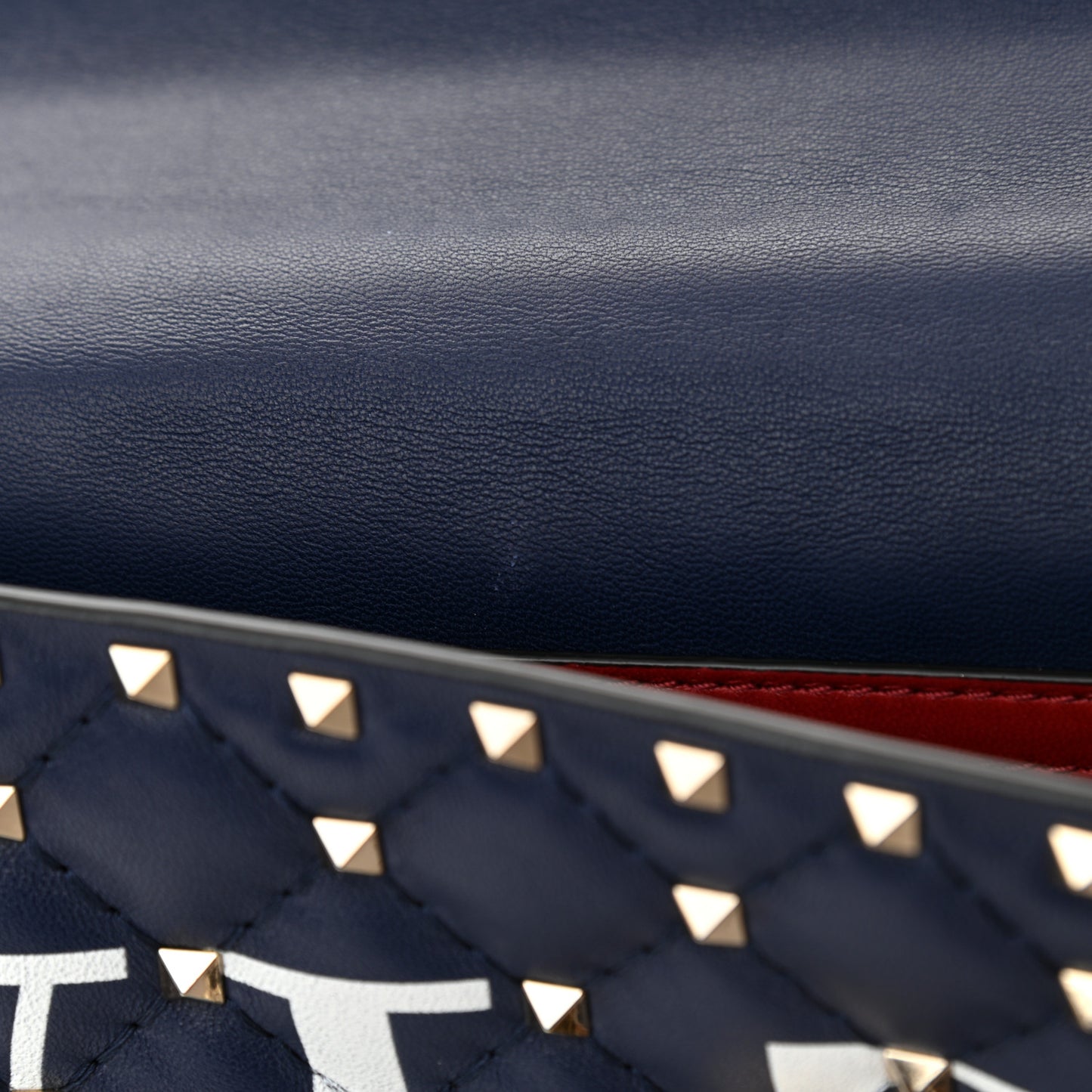 Nappa VLTN Print Medium Rockstud Spike Shoulder Bag Pure Blue White