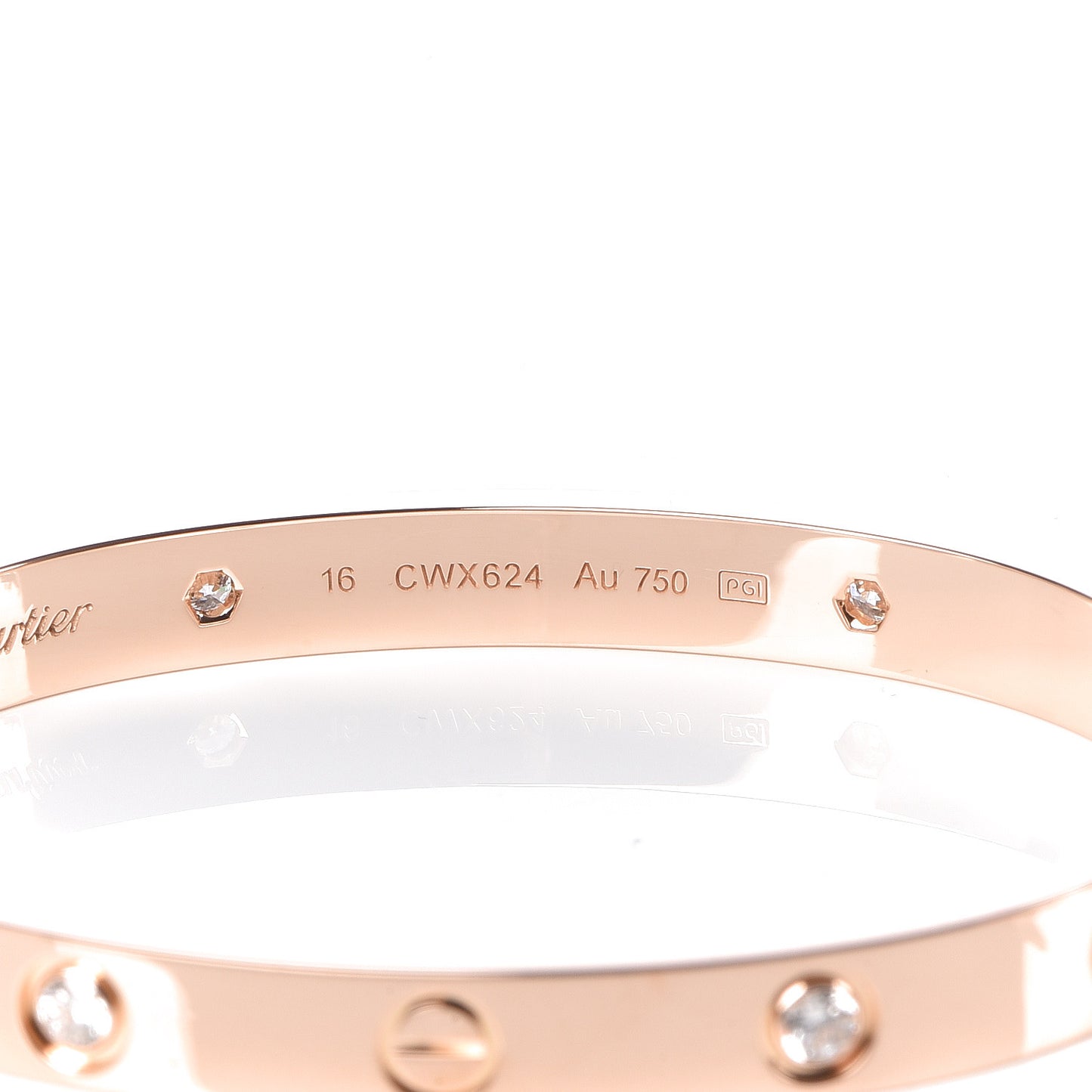 18K Pink Gold 4 Diamond LOVE Bracelet 16