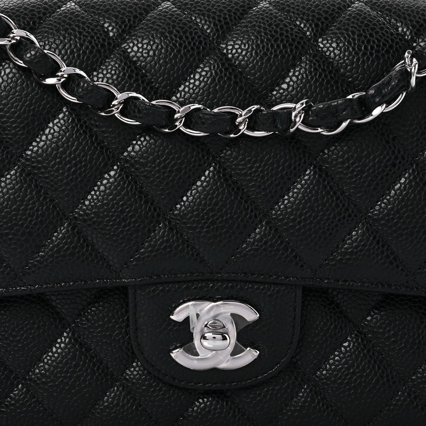 Caviar Quilted Medium Double Flap Black